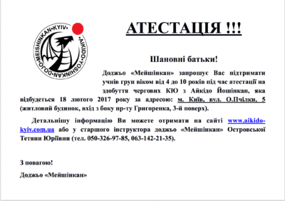 иформация родители айкидо экзамен дети позняки киев